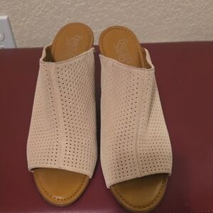 Franco Sarto Women's Tan Perforated Mules